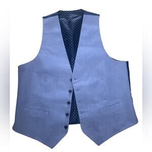 Unbranded Vest Mens Medium Casual Polkadots Belt Cinched Button Up Light Blue